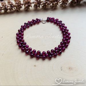 Garnet Genuine Gemstone Beaded Sterling Beautiful